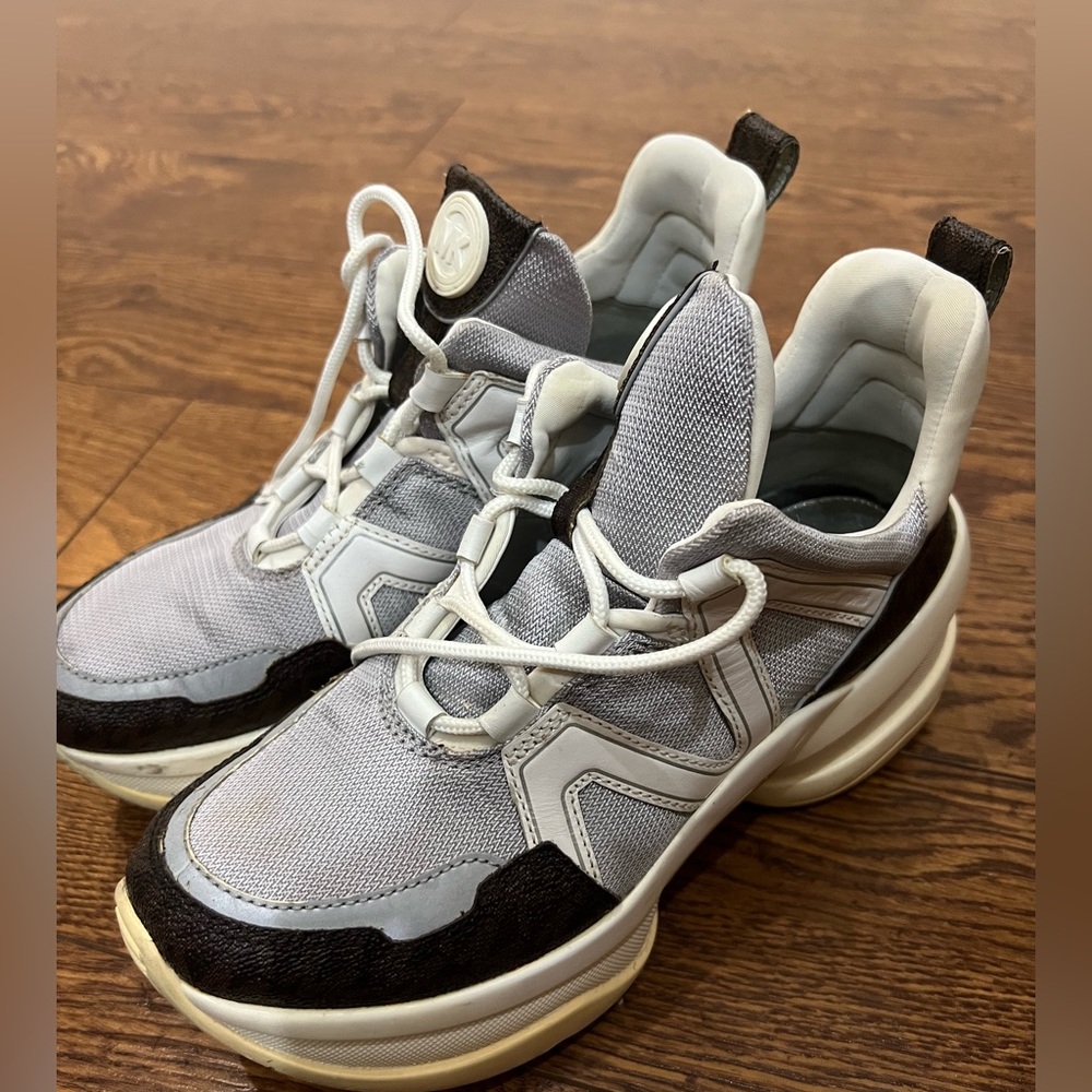 Michael Kors White, Gray and Black Olympia Sneakers - Picture 8 of 9